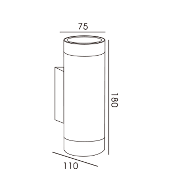 75 Lampă de perete bidirecțională cu tub rotund de aluminiu HR60274 75 Lampă de perete bidirecțională cu tub rotund de aluminiu HR60274